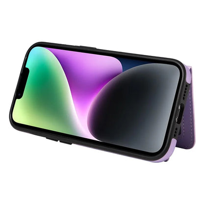 001 For iPhone 14 Case Card Holder Leather+TPU Ring Kickstand Shockproof Cover