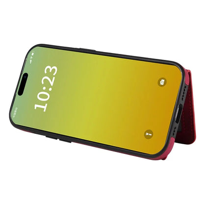 001 For iPhone 15 Case with Card Holder Ring PU Leather Coated TPU Phone Cover Skin-Touch