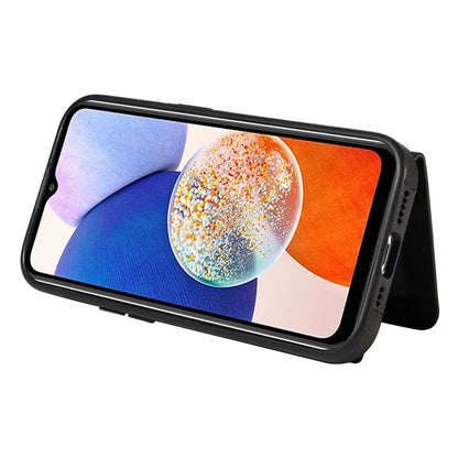 001 For Samsung Galaxy A14 4G / 5G Case Ring Holder Card Slots Anit-Fall Leather Back Cover