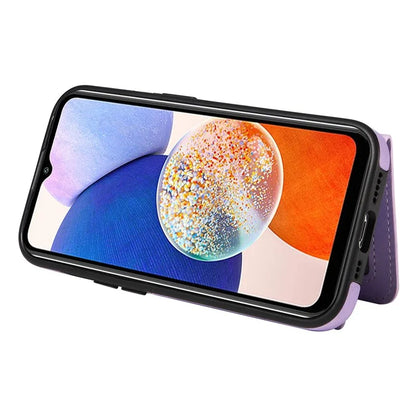 001 For Samsung Galaxy A14 4G / 5G Case Ring Holder Card Slots Anit-Fall Leather Back Cover