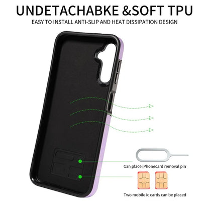 001 For Samsung Galaxy A14 4G / 5G Case Ring Holder Card Slots Anit-Fall Leather Back Cover