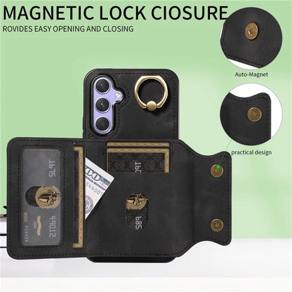 001 For Samsung Galaxy A54 5G Case Card Slots Leather Back Cover Anti-Drop Kickstand