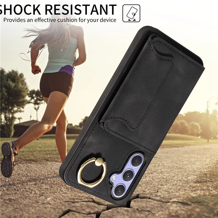 001 For Samsung Galaxy A54 5G Case Card Slots Leather Back Cover Anti-Drop Kickstand