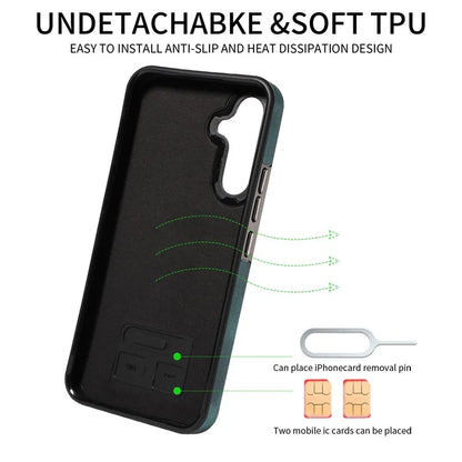 001 For Samsung Galaxy A54 5G Case Card Slots Leather Back Cover Anti-Drop Kickstand