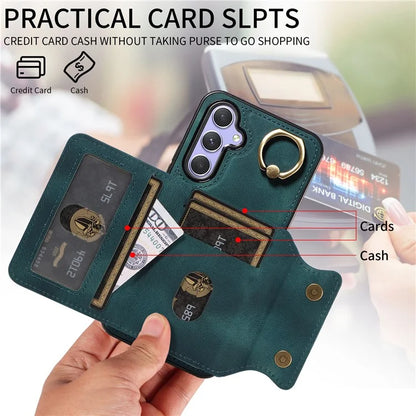 001 For Samsung Galaxy A54 5G Case Card Slots Leather Back Cover Anti-Drop Kickstand