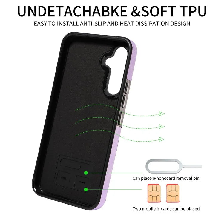 001 For Samsung Galaxy A54 5G Case Card Slots Leather Back Cover Anti-Drop Kickstand