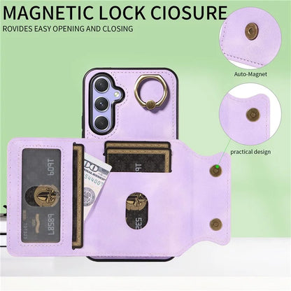 001 For Samsung Galaxy A54 5G Case Card Slots Leather Back Cover Anti-Drop Kickstand