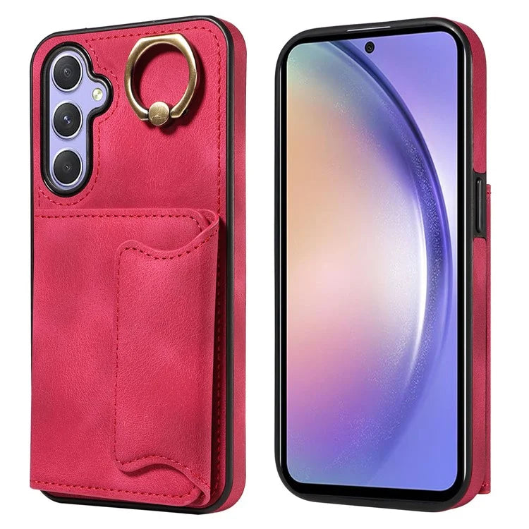 001 For Samsung Galaxy A54 5G Case Card Slots Leather Back Cover Anti-Drop Kickstand