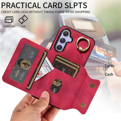 001 For Samsung Galaxy A54 5G Case Card Slots Leather Back Cover Anti-Drop Kickstand