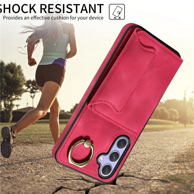 001 For Samsung Galaxy A54 5G Case Card Slots Leather Back Cover Anti-Drop Kickstand