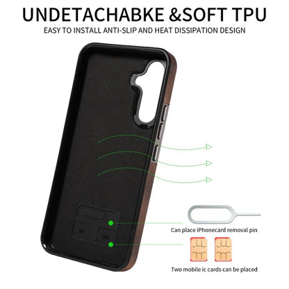 001 For Samsung Galaxy A54 5G Case Card Slots Leather Back Cover Anti-Drop Kickstand