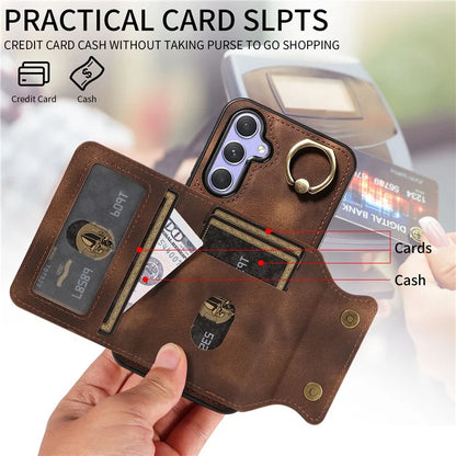 001 For Samsung Galaxy A54 5G Case Card Slots Leather Back Cover Anti-Drop Kickstand