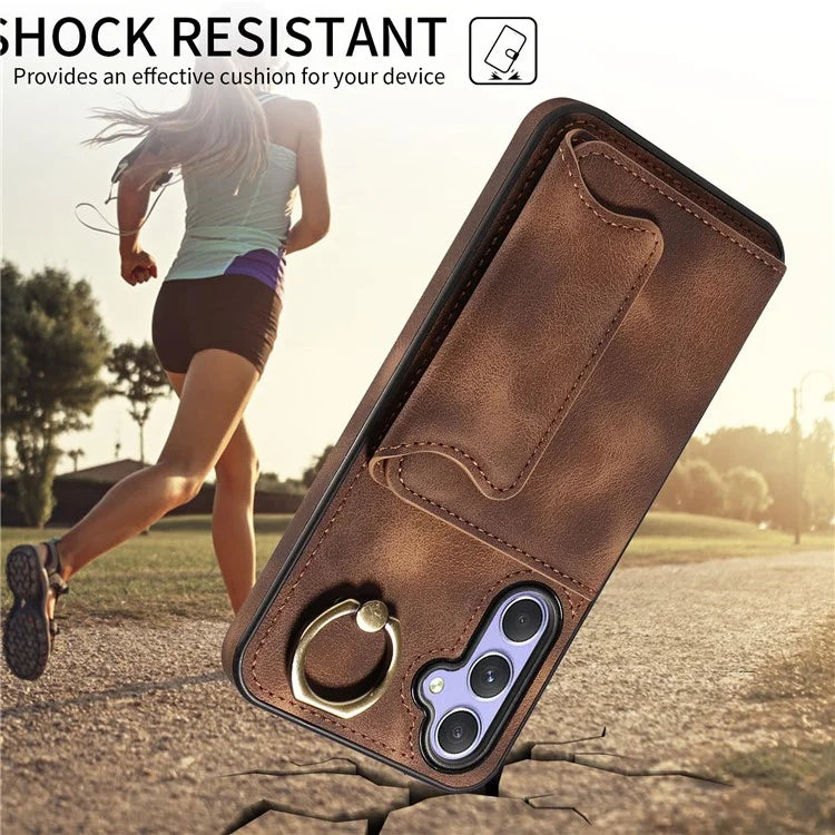 001 For Samsung Galaxy A54 5G Case Card Slots Leather Back Cover Anti-Drop Kickstand