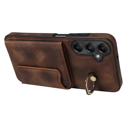 001 For Samsung Galaxy A05s 4G Case Leather + TPU Phone Cover 360-Degree Ring Holder