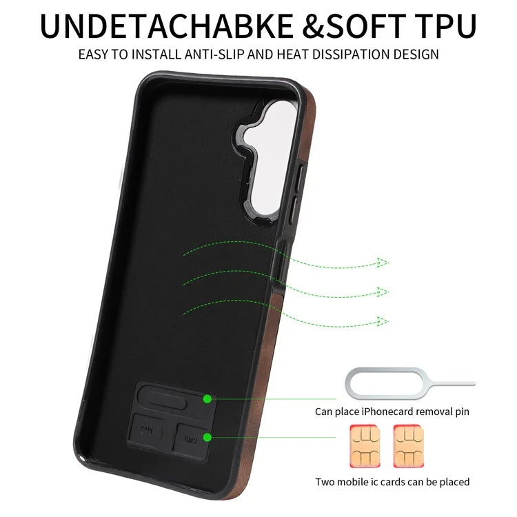 001 For Samsung Galaxy A05s 4G Case Leather + TPU Phone Cover 360-Degree Ring Holder