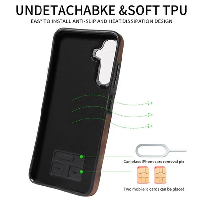 001 For Samsung Galaxy A05s 4G Case Leather + TPU Phone Cover 360-Degree Ring Holder