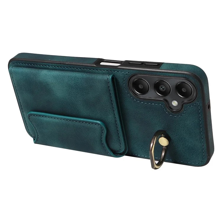 001 For Samsung Galaxy A05s 4G Case Leather + TPU Phone Cover 360-Degree Ring Holder