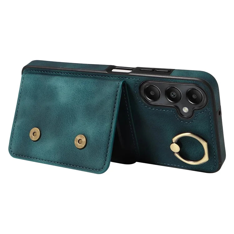 001 For Samsung Galaxy A05s 4G Case Leather + TPU Phone Cover 360-Degree Ring Holder