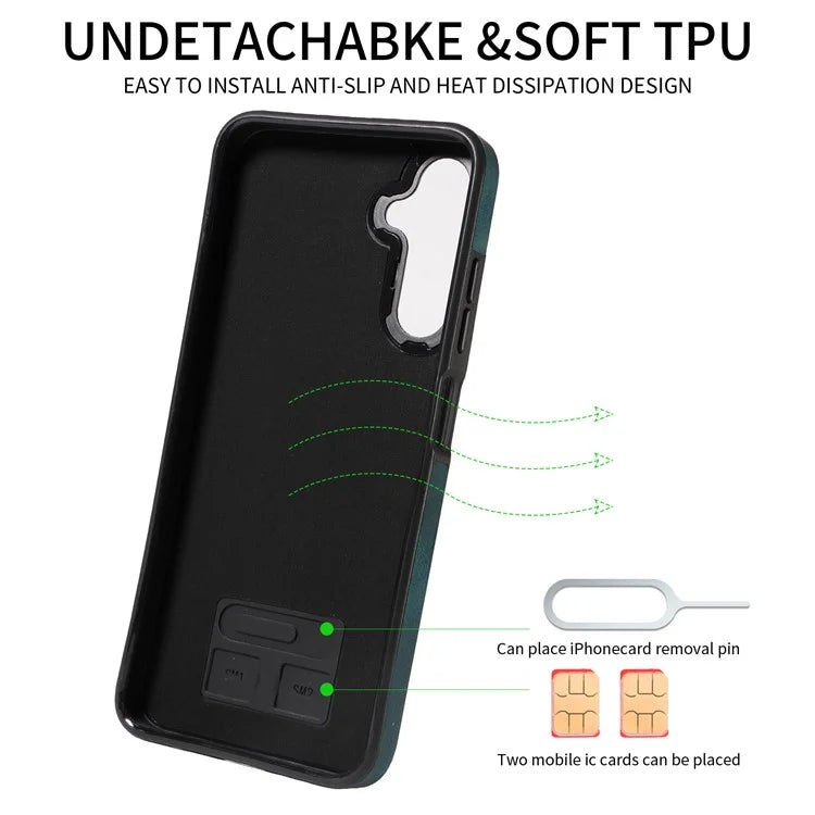 001 For Samsung Galaxy A05s 4G Case Leather + TPU Phone Cover 360-Degree Ring Holder