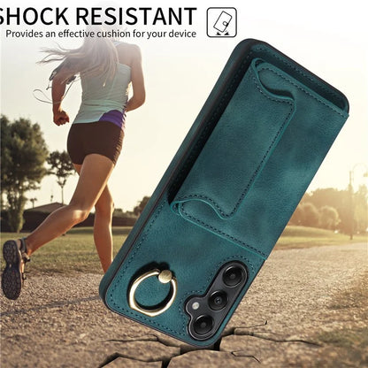 001 For Samsung Galaxy A05s 4G Case Leather + TPU Phone Cover 360-Degree Ring Holder