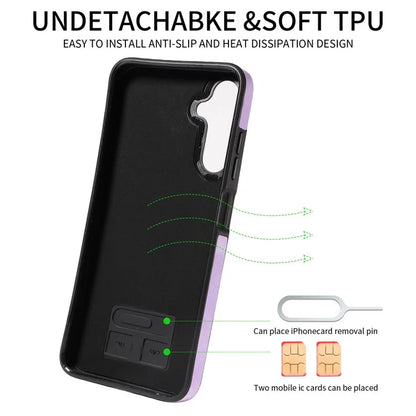 001 For Samsung Galaxy A05s 4G Case Leather + TPU Phone Cover 360-Degree Ring Holder