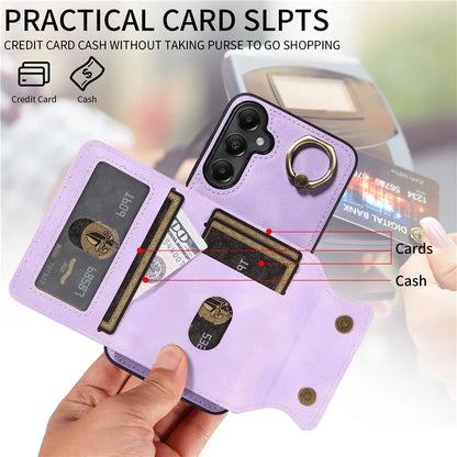 001 For Samsung Galaxy A05s 4G Case Leather + TPU Phone Cover 360-Degree Ring Holder