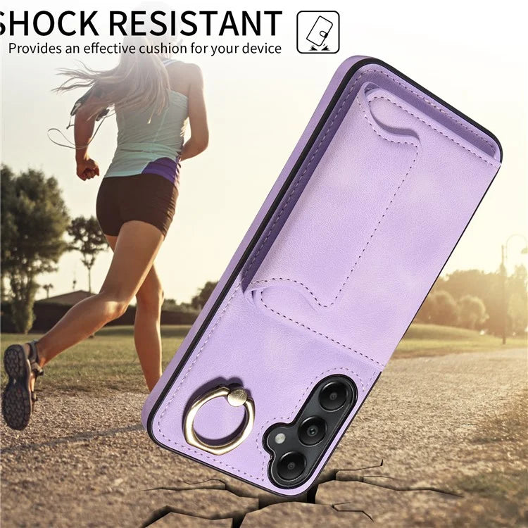 001 For Samsung Galaxy A05s 4G Case Leather + TPU Phone Cover 360-Degree Ring Holder