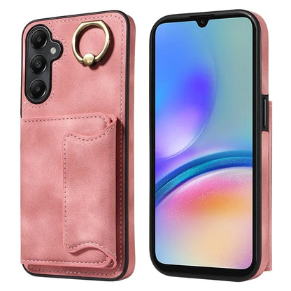 001 For Samsung Galaxy A05s 4G Case Leather + TPU Phone Cover 360-Degree Ring Holder
