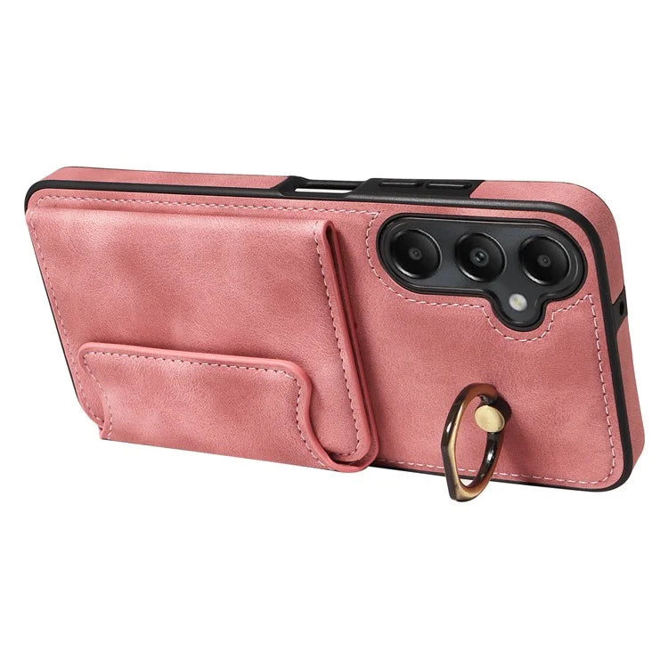 001 For Samsung Galaxy A05s 4G Case Leather + TPU Phone Cover 360-Degree Ring Holder