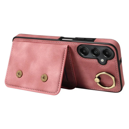 001 For Samsung Galaxy A05s 4G Case Leather + TPU Phone Cover 360-Degree Ring Holder