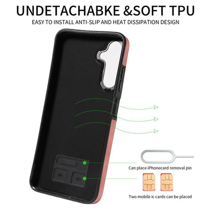 001 For Samsung Galaxy A05s 4G Case Leather + TPU Phone Cover 360-Degree Ring Holder