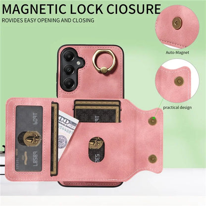 001 For Samsung Galaxy A05s 4G Case Leather + TPU Phone Cover 360-Degree Ring Holder