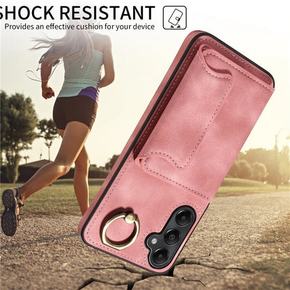 001 For Samsung Galaxy A05s 4G Case Leather + TPU Phone Cover 360-Degree Ring Holder