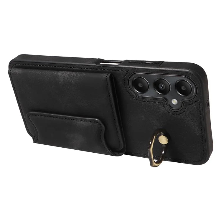 001 For Samsung Galaxy A05s 4G Case Leather + TPU Phone Cover 360-Degree Ring Holder