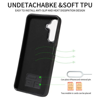 001 For Samsung Galaxy A05s 4G Case Leather + TPU Phone Cover 360-Degree Ring Holder