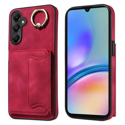 001 For Samsung Galaxy A05s 4G Case Leather + TPU Phone Cover 360-Degree Ring Holder