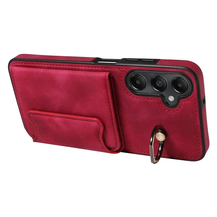 001 For Samsung Galaxy A05s 4G Case Leather + TPU Phone Cover 360-Degree Ring Holder