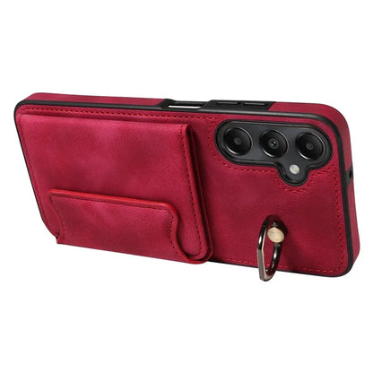 001 For Samsung Galaxy A05s 4G Case Leather + TPU Phone Cover 360-Degree Ring Holder