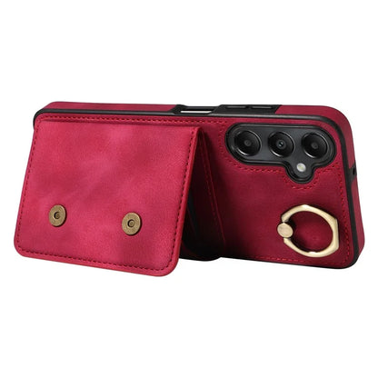 001 For Samsung Galaxy A05s 4G Case Leather + TPU Phone Cover 360-Degree Ring Holder