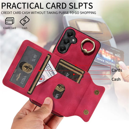 001 For Samsung Galaxy A05s 4G Case Leather + TPU Phone Cover 360-Degree Ring Holder