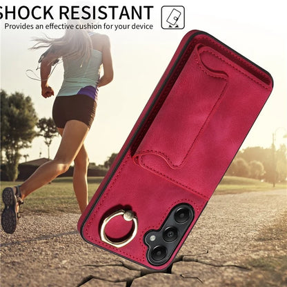 001 For Samsung Galaxy A05s 4G Case Leather + TPU Phone Cover 360-Degree Ring Holder