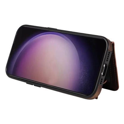 001 For Samsung Galaxy S24 Ultra Case Ring Holder Leather + TPU Anit-Fall Phone Cover