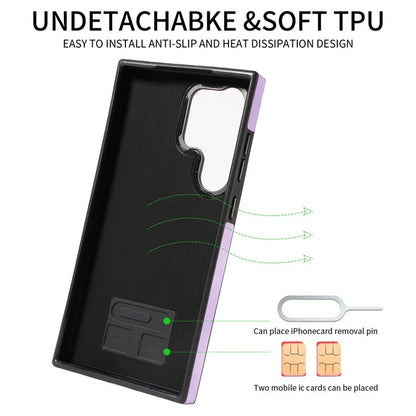 001 For Samsung Galaxy S24 Ultra Case Ring Holder Leather + TPU Anit-Fall Phone Cover