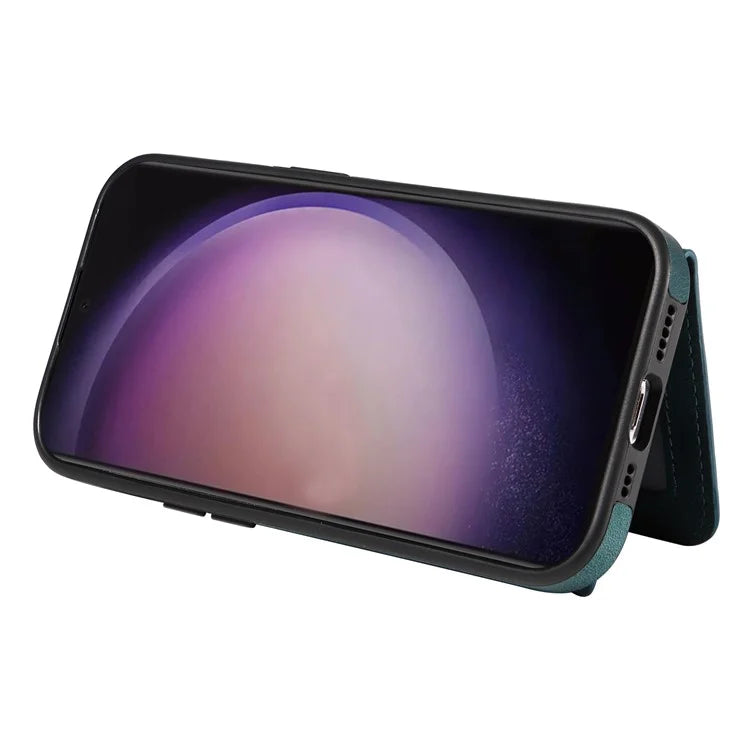 001 For Samsung Galaxy S24 Ultra Case Ring Holder Leather + TPU Anit-Fall Phone Cover