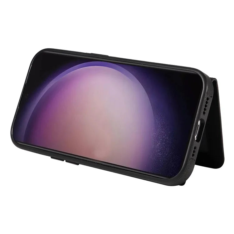 001 For Samsung Galaxy S24 Ultra Case Ring Holder Leather + TPU Anit-Fall Phone Cover