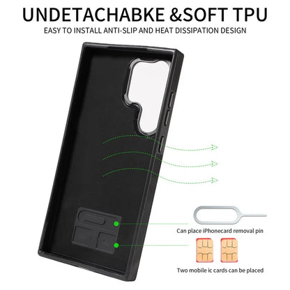 001 For Samsung Galaxy S24 Ultra Case Ring Holder Leather + TPU Anit-Fall Phone Cover