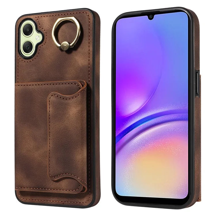 001 For Samsung Galaxy A05 4G Case Secure-Grip Kickstand Leather + TPU Phone Cover