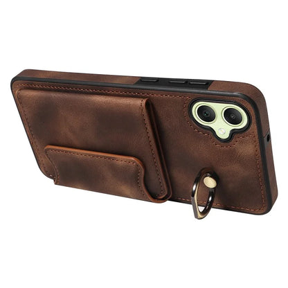 001 For Samsung Galaxy A05 4G Case Secure-Grip Kickstand Leather + TPU Phone Cover