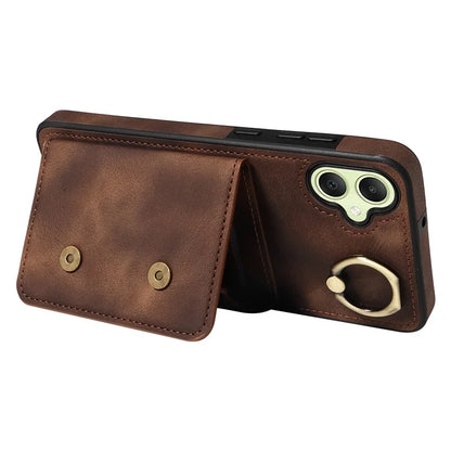 001 For Samsung Galaxy A05 4G Case Secure-Grip Kickstand Leather + TPU Phone Cover