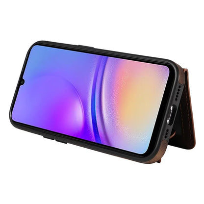 001 For Samsung Galaxy A05 4G Case Secure-Grip Kickstand Leather + TPU Phone Cover